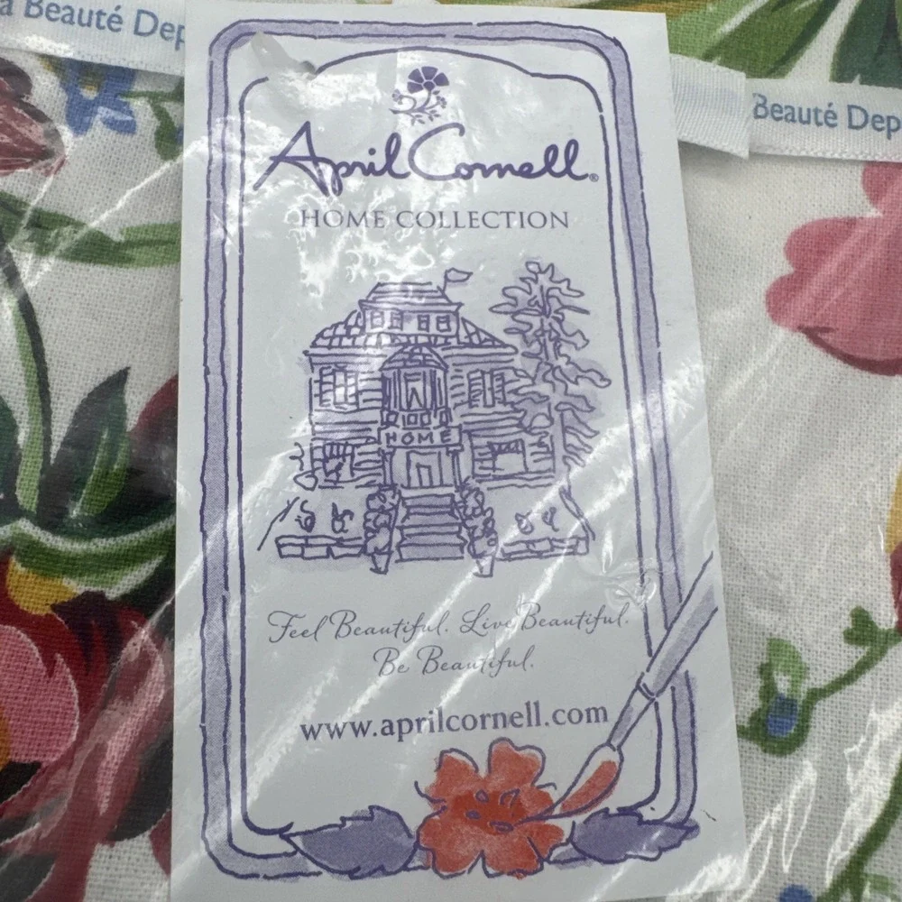 April Cornell Cloth Napkin Set 4 Friendship Dahlia New Ivory Cream Floral Fabric
